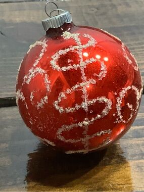 Vintage Red Large Shiny Brite Ornament Mica Swirl Pattern MCM Germany